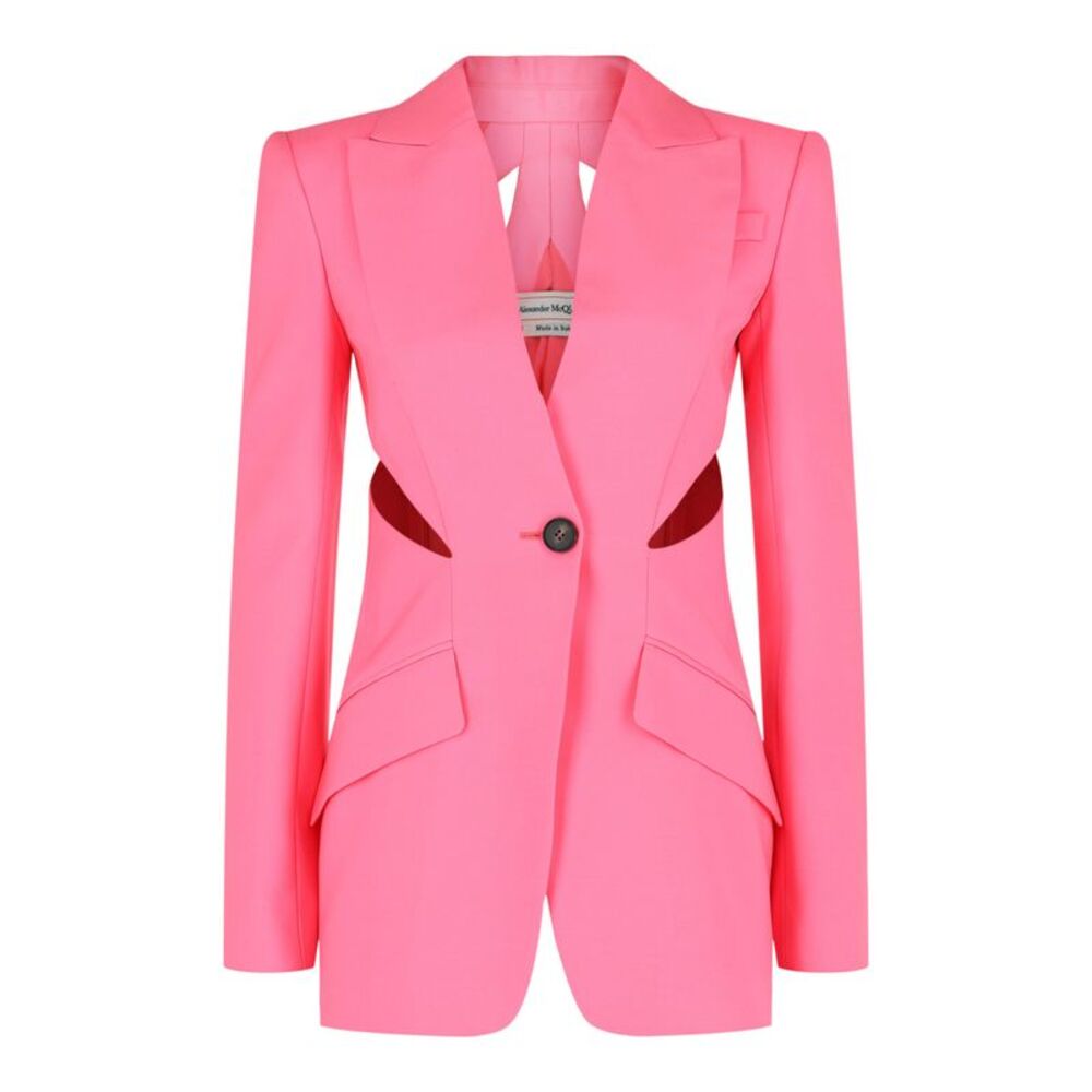 Alexander McQueen Slashed Single-Breasted Blazer Pink Womens - Picture 1 of 4